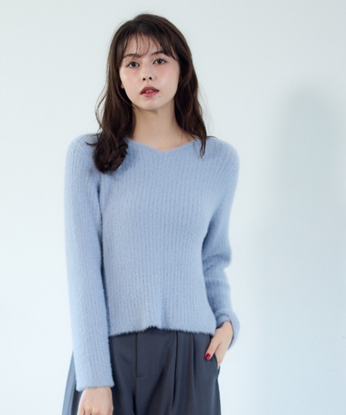 12Twelve Agenda（トゥエルブ　アジェンダ）の「前後2wayラメワイドリブシャギーニットプルオーバー（ニット/セーター・レディース・サックスブルー/イエロー/ベージュ/チャコールグレー/ミント/アイボリー・M）」の9枚目の写真