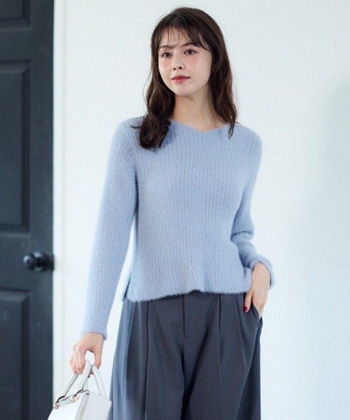 12Twelve Agenda（トゥエルブ　アジェンダ）の「前後2wayラメワイドリブシャギーニットプルオーバー（ニット/セーター・レディース・サックスブルー/イエロー/ベージュ/チャコールグレー/ミント/アイボリー・M）」の8枚目の写真