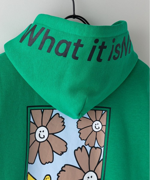 (What it isNt)ART BY MARKGONZALES(ワットイットイズント)の「【(What it isNt)ART BY MARKGONZALES / (ワットイットイズント) アートバイマークゴンザレス】リラックスフィット バックプリント 裏起毛フーディー プルオーバーパーカー ユニセックス(パーカー・メンズ・ブルー/グリーン/ピンク/ホワイト・X-LARGE/LARGE/MEDIUM)」の13枚目の写真