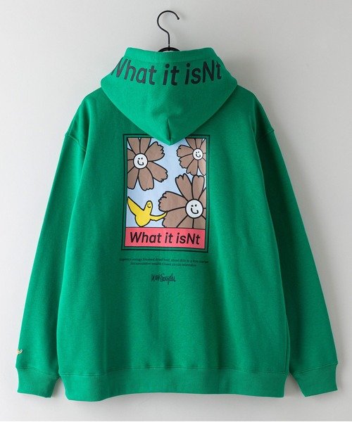 (What it isNt)ART BY MARKGONZALES(ワットイットイズント)の「【(What it isNt)ART BY MARKGONZALES / (ワットイットイズント) アートバイマークゴンザレス】リラックスフィット バックプリント 裏起毛フーディー プルオーバーパーカー ユニセックス(パーカー・メンズ・ブルー/グリーン/ピンク/ホワイト・X-LARGE/LARGE/MEDIUM)」の14枚目の写真
