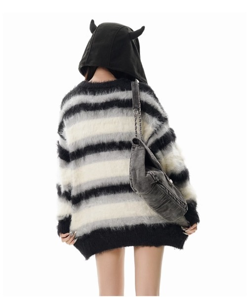 gossip!ロサンゼルス(ゴシップロサンゼルス)の「Y2K バタフライシャギーストライプセーター(ニット/セーター・レディース・ブラック/ピンク・FREE)」の7枚目の写真