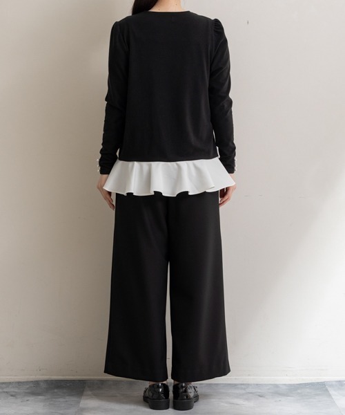 Sono(ソーノ)の「【SONO/ソーノ】ソフトタッチクルーネックプリマプルオーバー(Tシャツ/カットソー・レディース・グレー/ブラック/アイボリー/ブラック×ホワイト・1/2)」の7枚目の写真
