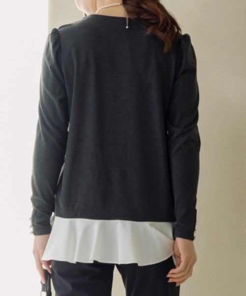 Sono(ソーノ)の「【SONO/ソーノ】ソフトタッチクルーネックプリマプルオーバー(Tシャツ/カットソー・レディース・グレー/ブラック/アイボリー/ブラック×ホワイト・1/2)」の15枚目の写真