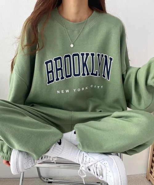 NEW GENTLEMAN(ニュージェントルマン)の「【2点SET】BROOKLYN セットアップ トレーナー&パンツ(スウェット・レディース・ライトグレー/グリーン/ブラック/グレー・M/L/XL)」の4枚目の写真