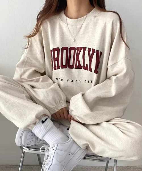 NEW GENTLEMAN(ニュージェントルマン)の「【2点SET】BROOKLYN セットアップ トレーナー&パンツ(スウェット・レディース・ライトグレー/グリーン/ブラック/グレー・M/L/XL)」の3枚目の写真