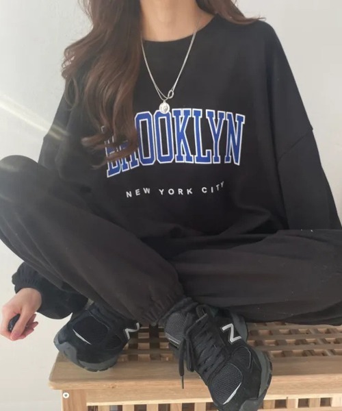 NEW GENTLEMAN(ニュージェントルマン)の「【2点SET】BROOKLYN セットアップ トレーナー&パンツ(スウェット・レディース・ライトグレー/グリーン/ブラック/グレー・M/L/XL)」の2枚目の写真