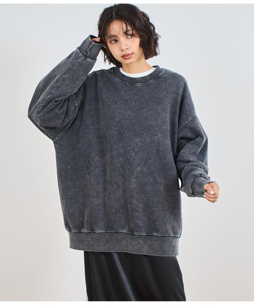 ANAP（アナップ）の「ピグメントオーバーサイズトップス（スウェット・レディース・ピンク/グレー/ベージュ/ブラック・FREE）」の2枚目の写真