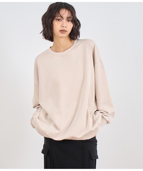 ANAP（アナップ）の「ピグメントオーバーサイズトップス（スウェット・レディース・ピンク/グレー/ベージュ/ブラック・FREE）」の5枚目の写真