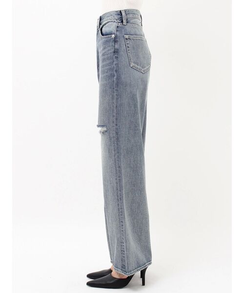 ハイウエストKNEEダメージbijouワイドデニムパンツ（デニム