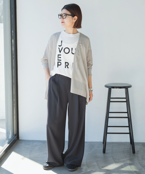 現行品✨スピックアンドスパン　シルキードレープ2タックワイドパンツ　ブラック Spick & Span｜《追加》シルキードレープ2タックワイドパンツ