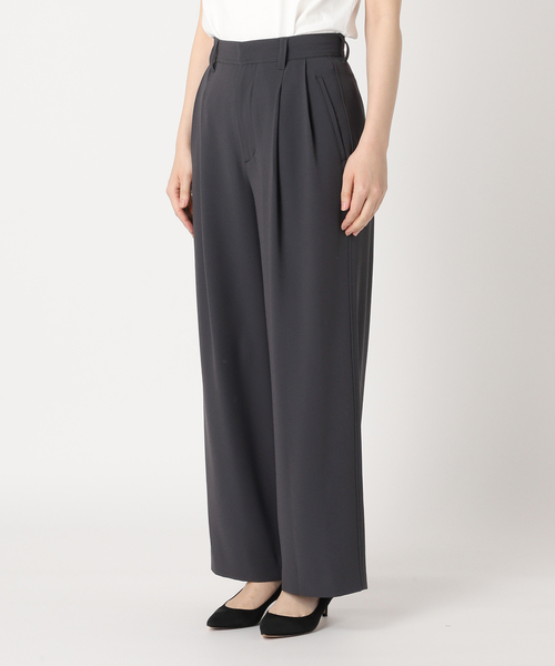 Spick & Span（スピックアンドスパン）の「《追加》シルキードレープ2タックワイドパンツ（スラックス・レディース・チャコールグレー/ブラック・34/36/38/40）」の15枚目の写真