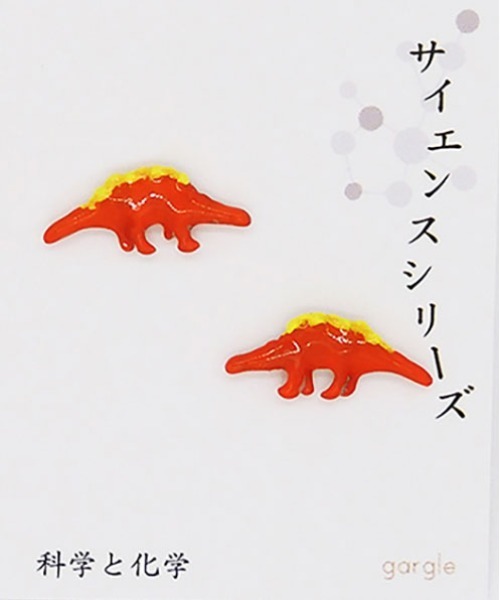 gargle(ガーグル)の「gargle ガーグル:サイエンスシリーズ カラポップダイナソー 恐竜 ティラノサウルス ステゴサウルス ピアス(ピアス(両耳用)・レディース・グリーン/オレンジ・FREE)」の5枚目の写真