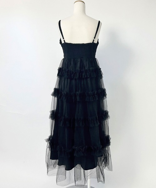 DearMyLoveRose(ディアマイラブローズ)の「チュールフリルドールティアートキャミワンピース(ワンピース・レディース・スモークピンク/ブラック/グレー/オフホワイト・MEDIUM/LARGE/LL/3L)」の8枚目の写真