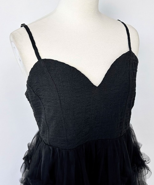 DearMyLoveRose(ディアマイラブローズ)の「チュールフリルドールティアートキャミワンピース(ワンピース・レディース・スモークピンク/ブラック/グレー/オフホワイト・MEDIUM/LARGE/LL/3L)」の5枚目の写真