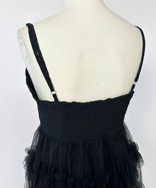 DearMyLoveRose(ディアマイラブローズ)の「チュールフリルドールティアートキャミワンピース(ワンピース・レディース・スモークピンク/ブラック/グレー/オフホワイト・MEDIUM/LARGE/LL/3L)」の6枚目の写真