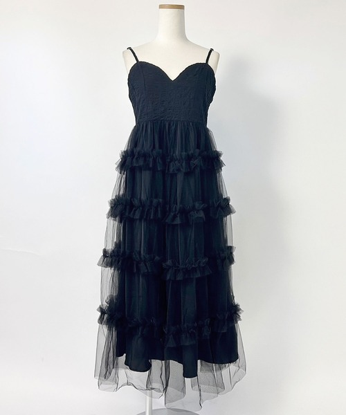 DearMyLoveRose(ディアマイラブローズ)の「チュールフリルドールティアートキャミワンピース(ワンピース・レディース・スモークピンク/ブラック/グレー/オフホワイト・MEDIUM/LARGE/LL/3L)」の7枚目の写真