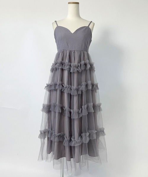 DearMyLoveRose(ディアマイラブローズ)の「チュールフリルドールティアートキャミワンピース(ワンピース・レディース・スモークピンク/ブラック/グレー/オフホワイト・MEDIUM/LARGE/LL/3L)」の15枚目の写真