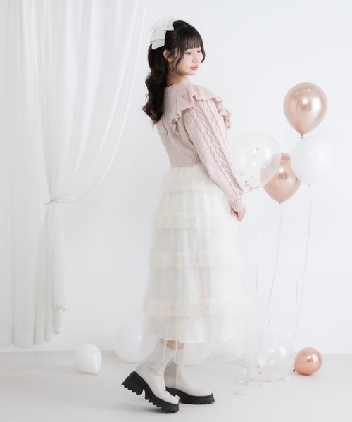 DearMyLoveRose(ディアマイラブローズ)の「チュールフリルドールティアートキャミワンピース(ワンピース・レディース・スモークピンク/ブラック/グレー/オフホワイト・MEDIUM/LARGE/LL/3L)」の18枚目の写真