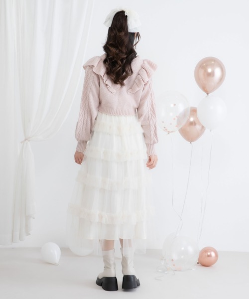 DearMyLoveRose(ディアマイラブローズ)の「チュールフリルドールティアートキャミワンピース(ワンピース・レディース・スモークピンク/ブラック/グレー/オフホワイト・MEDIUM/LARGE/LL/3L)」の20枚目の写真