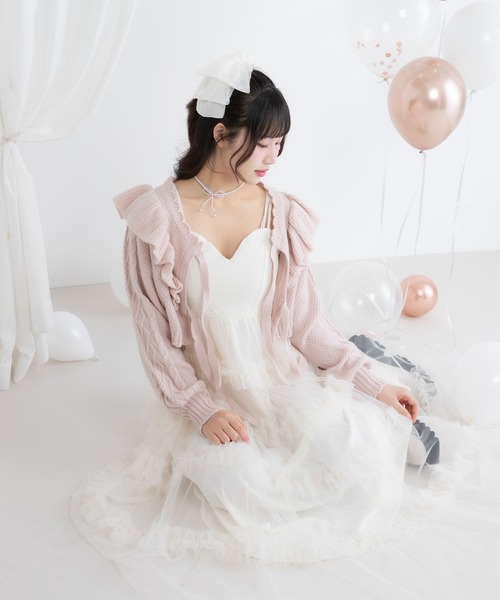 DearMyLoveRose(ディアマイラブローズ)の「チュールフリルドールティアートキャミワンピース(ワンピース・レディース・スモークピンク/ブラック/グレー/オフホワイト・MEDIUM/LARGE/LL/3L)」の21枚目の写真