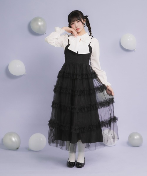 【展示会人気No.1】チュールフリルワンピース チュールフリルドールティアートキャミワンピース（ワンピース