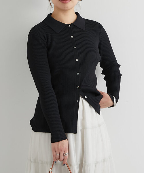 un dix cors（アンディコール）の「襟付きリブカーディガン（カーディガン/ボレロ・レディース・レッド/グレー/ブラック・FREE）」の4枚目の写真