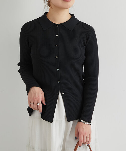 un dix cors（アンディコール）の「襟付きリブカーディガン（カーディガン/ボレロ・レディース・レッド/グレー/ブラック・FREE）」の5枚目の写真