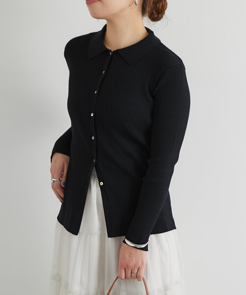 un dix cors（アンディコール）の「襟付きリブカーディガン（カーディガン/ボレロ・レディース・レッド/グレー/ブラック・FREE）」の6枚目の写真