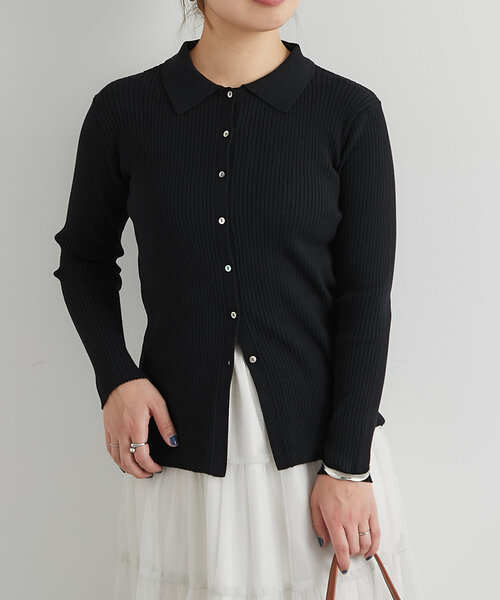 un dix cors（アンディコール）の「襟付きリブカーディガン（カーディガン/ボレロ・レディース・レッド/グレー/ブラック・FREE）」の8枚目の写真