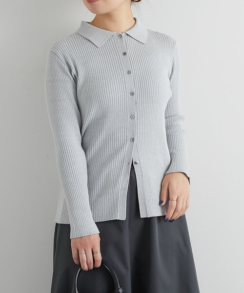 un dix cors（アンディコール）の「襟付きリブカーディガン（カーディガン/ボレロ・レディース・レッド/グレー/ブラック・FREE）」の16枚目の写真