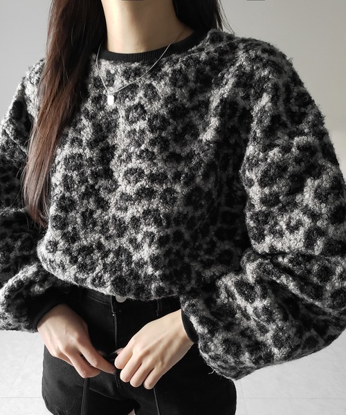 me+em select（ミームセレクト）の「※※【 ２WAY 】レオパードショートボアプルオーバー ／ 2WAY reopard short boa pullover（その他トップス・レディース・ブラック/ブラウン・FREE）」の11枚目の写真