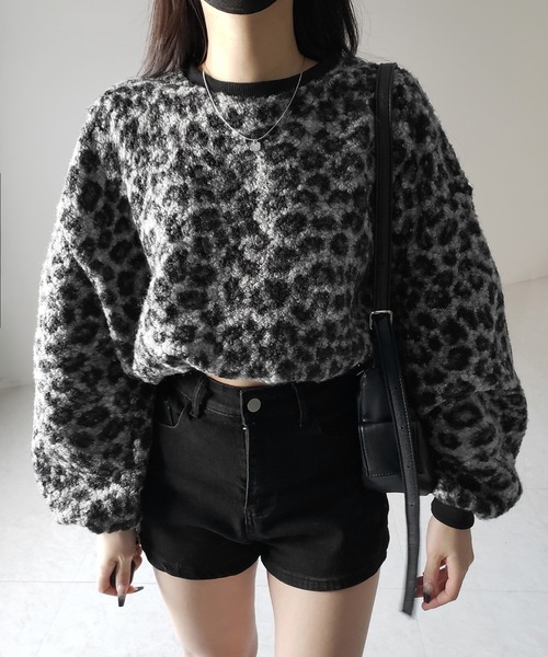 me+em select（ミームセレクト）の「※※【 ２WAY 】レオパードショートボアプルオーバー ／ 2WAY reopard short boa pullover（その他トップス・レディース・ブラック/ブラウン・FREE）」の12枚目の写真