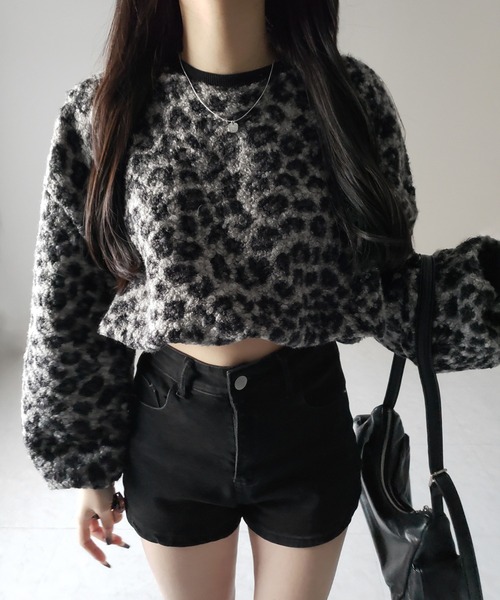 me+em select（ミームセレクト）の「※※【 ２WAY 】レオパードショートボアプルオーバー ／ 2WAY reopard short boa pullover（その他トップス・レディース・ブラック/ブラウン・FREE）」の15枚目の写真