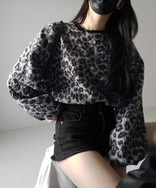 me+em select（ミームセレクト）の「※※【 ２WAY 】レオパードショートボアプルオーバー ／ 2WAY reopard short boa pullover（その他トップス・レディース・ブラック/ブラウン・FREE）」の22枚目の写真
