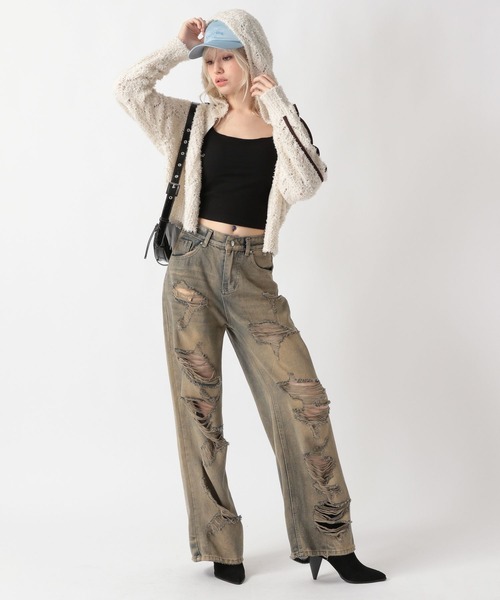 FOREVER 21（フォーエバー トゥエンティーワン）の「【2025SS】オーバーダイスーパーダメージデニム（デニムパンツ・レディース・ブルー・MEDIUM/LARGE）」の3枚目の写真