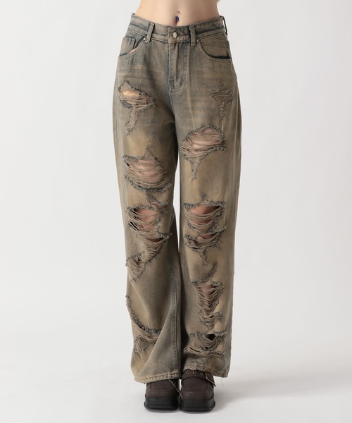 FOREVER 21（フォーエバー トゥエンティーワン）の「【2025SS】オーバーダイスーパーダメージデニム（デニムパンツ・レディース・ブルー・MEDIUM/LARGE）」の10枚目の写真