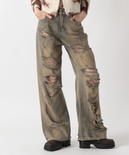 FOREVER 21（フォーエバー トゥエンティーワン）の「【2025SS】オーバーダイスーパーダメージデニム（デニムパンツ・レディース・ブルー・MEDIUM/LARGE）」の18枚目の写真