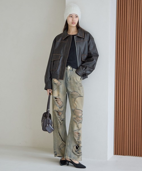 FOREVER 21（フォーエバー トゥエンティーワン）の「【2025SS】オーバーダイスーパーダメージデニム（デニムパンツ・レディース・ブルー・MEDIUM/LARGE）」の21枚目の写真