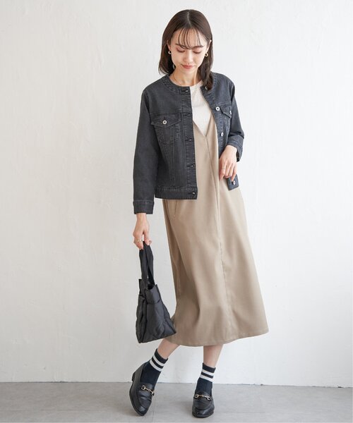 ikka（イッカ）の「【2点セット】ジャンパースカートセット（ジャンパースカート・レディース・ベージュ/ブラック・M/L/S）」の7枚目の写真