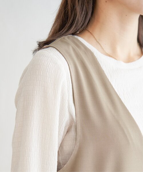 ikka（イッカ）の「【2点セット】ジャンパースカートセット（ジャンパースカート・レディース・ベージュ/ブラック・M/L/S）」の11枚目の写真