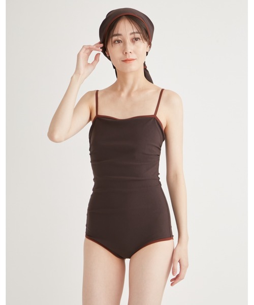 emmi(エミ)の「スカーフ付きスイムウェア(水着・レディース・キャメル/ダークブラウン・0/1)」の8枚目の写真