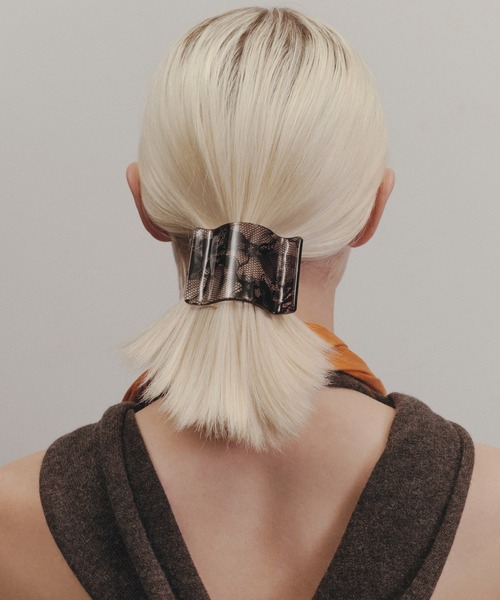 ワイド ウェーブ アセチ レース ヘアー クリップ（バレッタ/ヘア