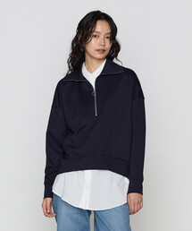 COMME CA（コムサ）の「レーヨンストレッチポンチ ハーフジップトップ（Tシャツ/カットソー）」