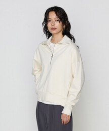 COMME CA | レーヨンストレッチポンチ ハーフジップトップ(Tシャツ/カットソー)