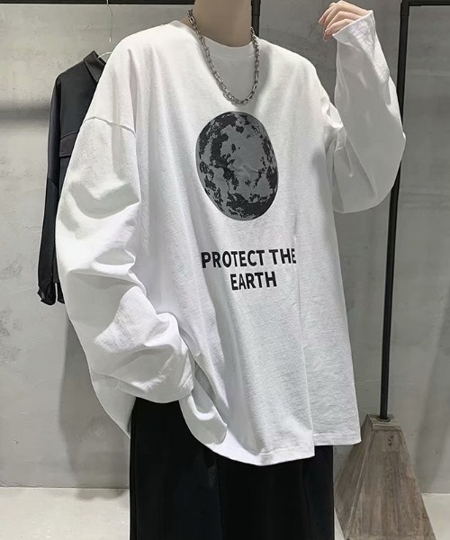 レタープリントカラーブロックルーズロンT main image 0