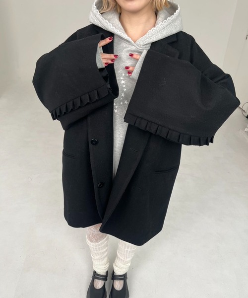 FRILL SLEEVE COAT/フリルスリーブコート（ステンカラーコート