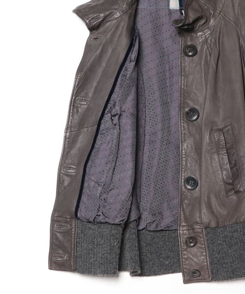 BROGDEN革ジャケット ブルゾン アウター Brogden/レザーブルゾン(羊革) レディース