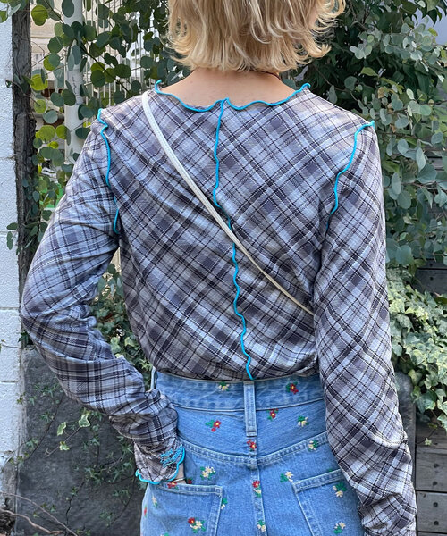 HELLO.SANFRANCISCO（ハローサンフランシスコ）の「【HELLO.SANFRANCISCO/ハローサンフランシスコ】チェックチュールトップス（Tシャツ/カットソー・レディース・ブルー/グレー/オレンジ/レッド/ブルー系その他・ONE SIZE）」の10枚目の写真