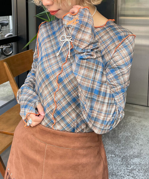 zucca チュールチェックカットソー zucca チュールチェックカットソー