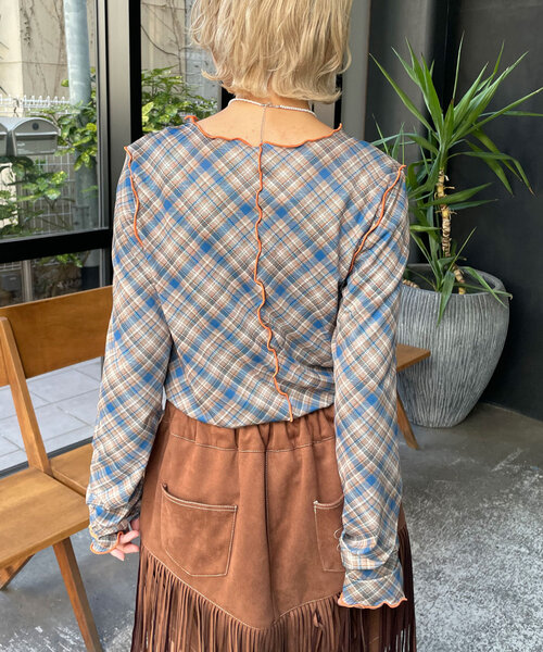 HELLO.SANFRANCISCO（ハローサンフランシスコ）の「【HELLO.SANFRANCISCO/ハローサンフランシスコ】チェックチュールトップス（Tシャツ/カットソー・レディース・ブルー/グレー/オレンジ/レッド/ブルー系その他・ONE SIZE）」の18枚目の写真